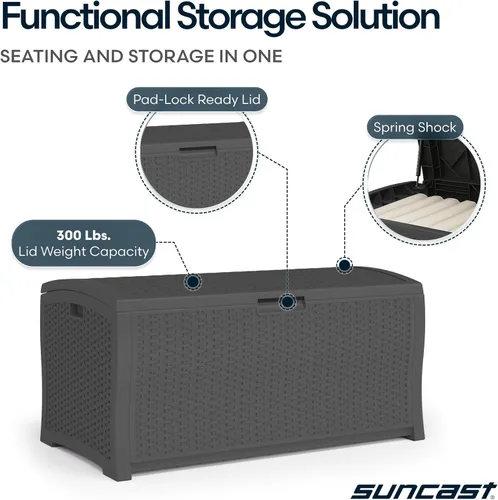 Miniatura 5 de Suncast DBW9936P - Cajón extra grande para terrazas de color gris oscuro