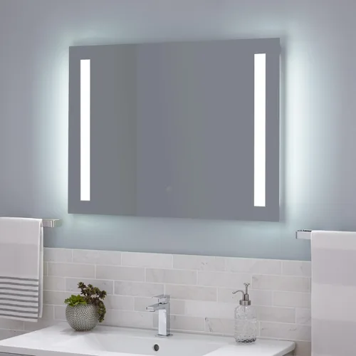Miniatura 8 de Signature Hardware 442982 Curie Espejo de baño rectangular con luz LED sin marco de 32 pulgadas de ancho x 24 pulgadas de alto, sensor de movimiento
