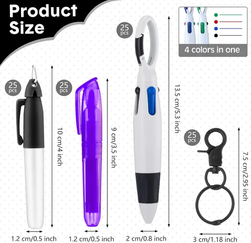 Miniatura 2 de Sherr 25 juegos de bolígrafos retráctiles para enfermeras con mini marcador de destaque permanente, llavero, clip, carrete de insignia, accesorios