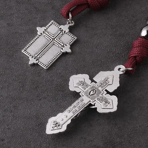 Miniatura 23 de Rosario de bolsillo estilo abierto una década de acero inoxidable rosario católico con crucifijo medalla de San Benito con bolsa de regalo