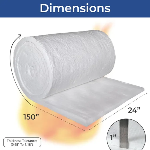 Miniatura 2 de SIMOND STORE Manta aislante de fibra de cerámica, 1 pulgada de grosor x 24 x 150 pulgadas, 8 # 2400 F, aislamiento de alta temperatura para estufa