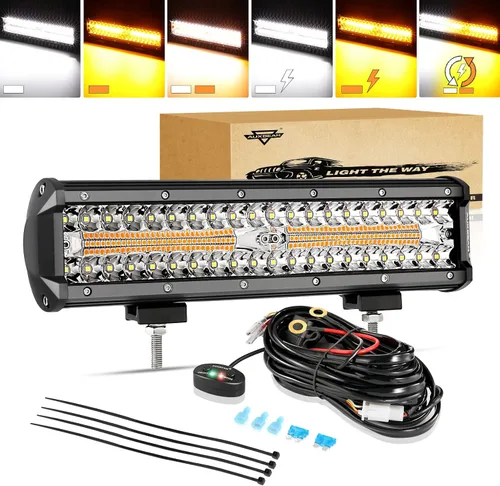 Miniatura 9 de Auxbeam Barra de luz LED de 3 pulgadas, 72 W, color ámbar/blanco, luces de conducción todoterreno para camión, SUV, barco, 4x4, Jeep Wrangler