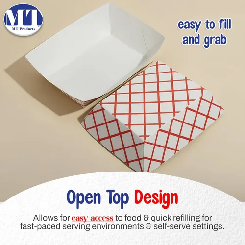 Miniatura 6 de MT Products Bandeja de comida a cuadros para almuerzo de 5 libras, bandeja desechable de papel para alimentos, paquete de 50