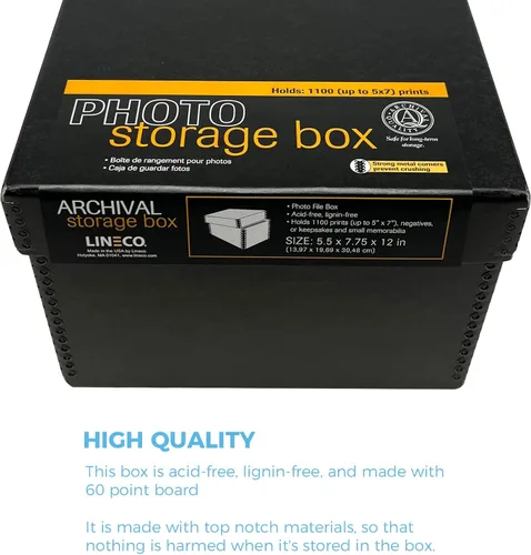 Miniatura 5 de Lineco Caja de almacenamiento de fotos de archivo, con capacidad para hasta 1100 imágenes de 5 x 7, contenedor de fotografías de 4 x 6 con tapa