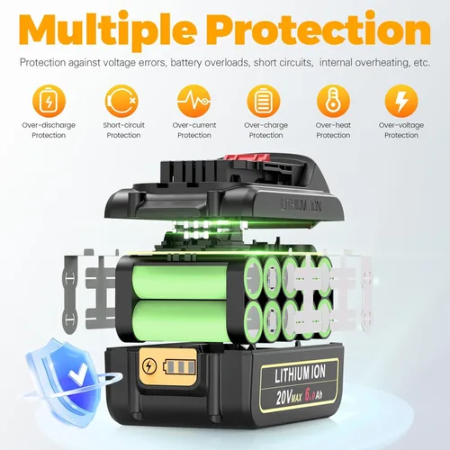 Miniatura 5 de ARyee Paquete de 4 baterías de repuesto de 20 V 6.0 Ah para Dewalt de 20 V compatibles con herramientas eléctricas inalámbricas DCB200, DCB201