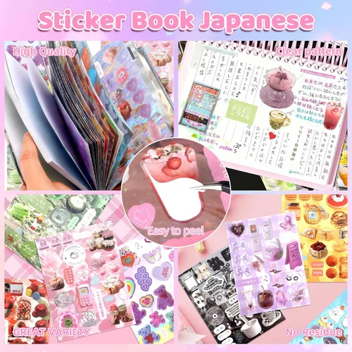Miniatura 2 de 800 calcomanías japonesas Kawaii Heisei Retro para diario de adultos, Y2k, lindas calcomanías para álbumes de recortes, calcomanías estéticas