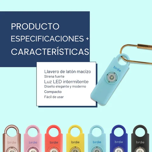 Miniatura 3 de She’s Birdie – La alarma de seguridad personal original para mujeres por mujeres – Sirena fuerte, luz estroboscópica y llavero en una variedad