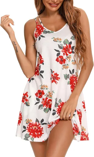 Camisón estampado para mujer, camisón sin mangas, talla grande, ropa de dormir con bolsillos, tallas S-3XL