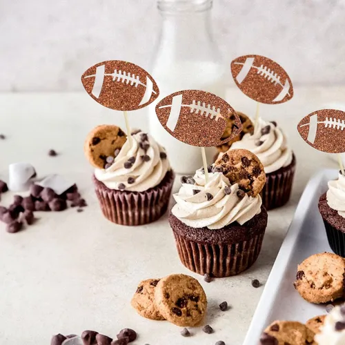 Miniatura 5 de 24 piezas de pelota de rugby para magdalenas, jugadores de fútbol, selecciones deportivas para cupcakes, temática de deportes de rugby, baby shower