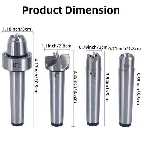 Miniatura 2 de 8MILELAKE MT2 Torno de madera Live Center Set, 4pcs Drive Spur Cup Kit Arbor Carpintería