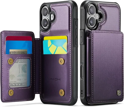 Miniatura 34 de Vinich Funda tipo cartera para iPhone 11 con tarjetero, bloqueo RFID, ranuras de crédito, función atril, a prueba de golpes, para iPhone 11 de 6.1