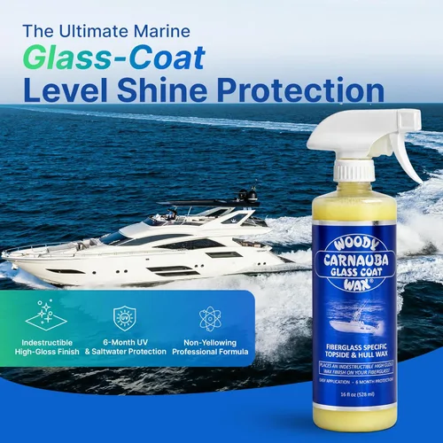 Miniatura 2 de Woody Wax Capa de vidrio de carnauba, espray profesional sin amarillamiento para barco, parte superior y cera de casco de alto brillo para fibra
