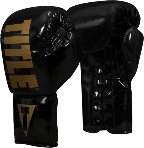 Miniatura 3 de TITLE Boxing Inferno Intensity Guantes de Entrenamiento con Cordones - MMA, Kickboxing, Saco de Boxeo, Sparring - 14, 16, 18 oz Negro/Dorado