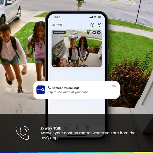 Miniatura 4 de Chamberlain myQ Video Doorbell Cámara 2K, batería/cableada, visión nocturna a color, vista en vivo con conversación bidireccional, detección