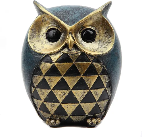 Miniatura 6 de Leekung Estatua de búho para decoración del hogar, figuras de búho para estantería, dormitorio, sala de estar, oficina y soporte de TV, esculturas