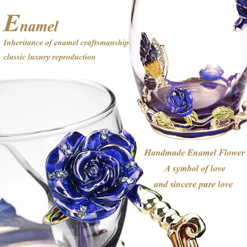 Miniatura 2 de Taza de té de flor, taza de té, taza de café de vidrio azul (Blue Tall)