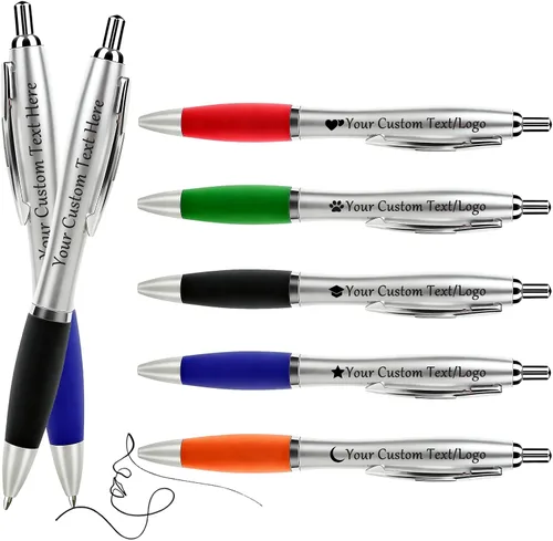 Miniatura 10 de Bolígrafos personalizados a granel grabados personalizados con tu nombre o logotipo de empresa, juego de 100, bolígrafos retráctiles para eventos