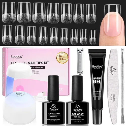 Miniatura 17 de Beetles - Kit de extensión de uñas de gel fácil con 500 puntas de uñas en forma de ataúd 5 en 1, base de pegamento de uñas y lámpara LED innovadora