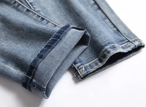 Miniatura 7 de XIMXIMMTIAN Jeans rectos para hombre, estilo motociclista, desgastados, desgastados, desgastados, rectos