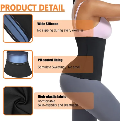 Miniatura 3 de Huiming - Traje de sauna para mujer, reductor de cintura para entrenamiento de cintura, banda de sudor para el estómago, cinturón inferior