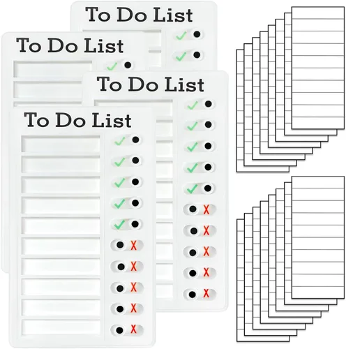 Miniatura 7 de Tabla de tareas de 4 piezas para niños, varios niños, tabla de rutina deslizante: lista de tareas reutilizables, lista de verificación de RV, tabla
