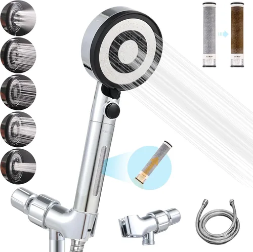 Filtro de carbono - Cabezal de ducha de alta presión de mano, elimina cloro, cloramina, flúor, metales pesados, productos químicos tóxicos que