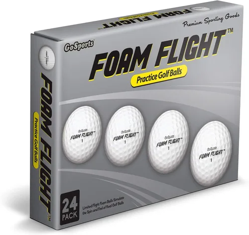 Miniatura 5 de GoSports Pelotas de golf de práctica de vuelo de espuma, elige blanco o amarillo, paquete de 24 pelotas de entrenamiento de vuelo limitado