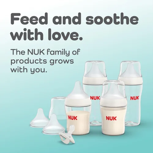 Miniatura 10 de NUK Perfect Match 2 en 1 botella natural y anticólicos con flujo medio, pezón ancho y adaptable, 8 onzas, paquete de 4, sin BPA