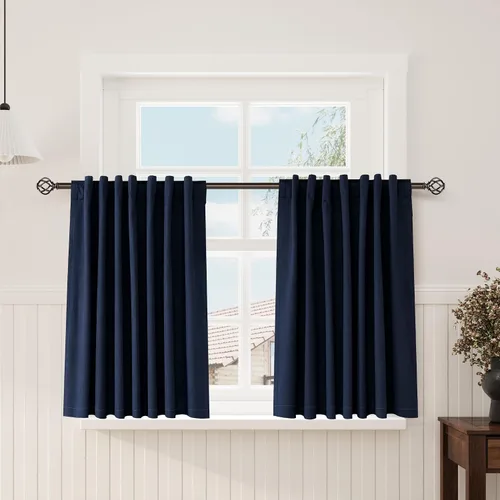 Miniatura 120 de Cortinas de lino 100% opacas para dormitorio, 102 pulgadas de largo, con pestaña trasera, bolsillo para barra, paneles acústicos con aislamiento