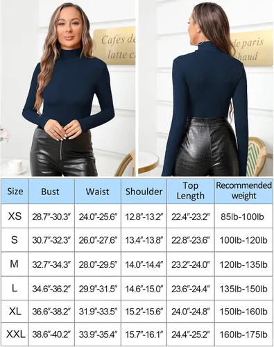 Miniatura 5 de MANGOPOP Women's Mock Turtle Neck Slim Fit Long Sleeve T Shirt Tight Tops Tee