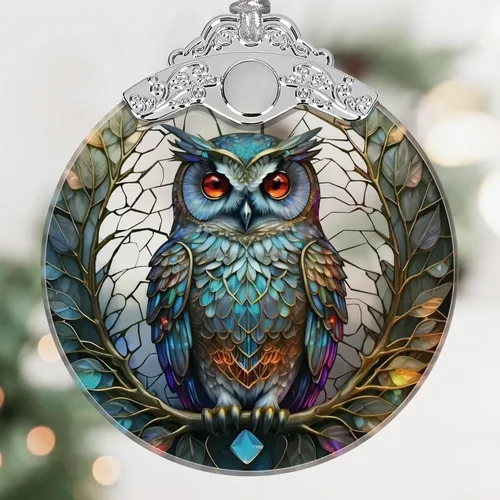 Miniatura 16 de Adorno colgante de vidrieras de Phoenix, idea de decoración para árbol de Navidad