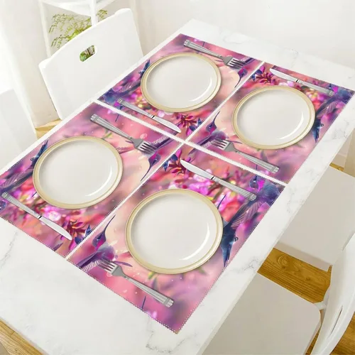 Miniatura 5 de Hummingbird Placemats Set of 6 Resistant Table Mats Washable Place Mats for Dinner Party Table Decoration