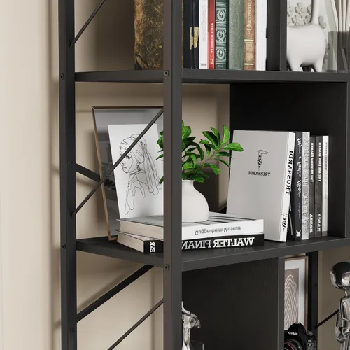 Miniatura 8 de IDEALHOUSE Estantería de 5 niveles con almacenamiento, estante industrial de 61 pulgadas de alto con estantes de exhibición abierta, estantería de 5