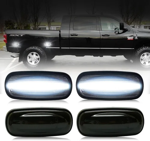 Miniatura 10 de D-Lumina Conjunto de luces LED laterales ámbar y rojo compatible con Dodge Ram 2500 3500 2003-2009 marcadores laterales de guardabarros de cama
