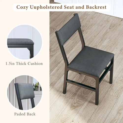 Miniatura 6 de HUAHUU Juego de mesa de comedor para 4, juego de mesa de cocina extensible con cojines y sillas, conjunto de 4, mesa de comedor rectangular