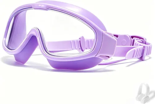 Miniatura 4 de Gafas de natación para niños de 6 a 12 años, visión amplia, antivaho, protección UV, sin fugas, gafas de natación para niños y niñas Negro azul