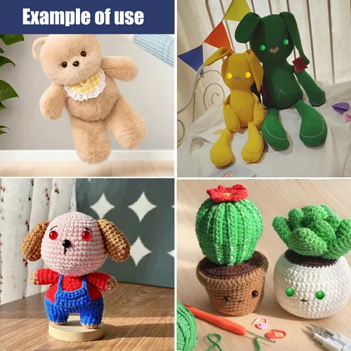 Miniatura 5 de Thalinfayi - 60 ojos de seguridad y arandelas seguras para ganchillo Amigurumi - Ojos de seguridad de plástico grandes negros de 0.94 pulgadas, ojos