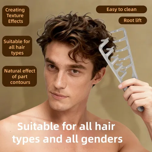 Miniatura 5 de Texture Comb, Volumizing Fluffy Texture Styling Comb for Men and Women, Wide-Tooth Texturizing Styling Tool for Volume & Fringe Parting, Grey