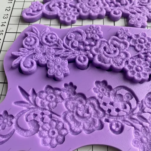 Miniatura 3 de Juego de moldes de silicona de encaje floral de 3 piezas, vintage, medallones de flores, vid, pasteles, moldes de grado alimenticio para pasteles