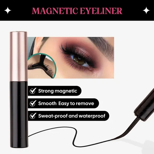 Miniatura 6 de SHEKA Pestañas magnéticas de aspecto natural con delineador de ojos, pestañas magnéticas finas, no necesita pegamento con aplicador, pestañas