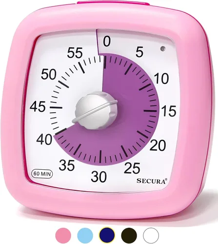 Miniatura 12 de Secura - Temporizador visual de 60 minutos, temporizador silencioso de estudio para niños y adultos, relojes de tiempo, temporizador de cuenta