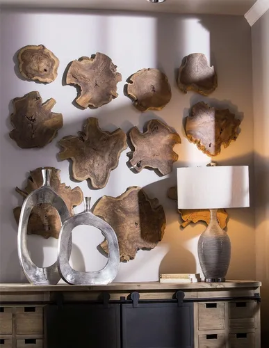 Miniatura 4 de Uttermost Kalani Panels - Juego de arte de pared de madera de teca natural de 3 piezas