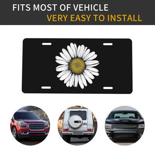 Miniatura 7 de Placa de matrícula retro Daisy, placa de matrícula delantera decorativa para el auto, placas de matrícula novedosas de aluminio, etiqueta de a-5