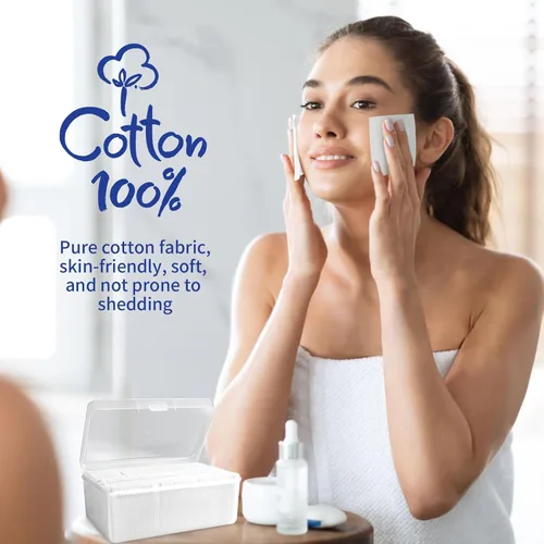Miniatura 7 de Almohadillas cuadradas de algodón para la cara (475 unidades) – 100% algodón puro, almohadillas desmaquillantes suaves sin pelusa para uso facial