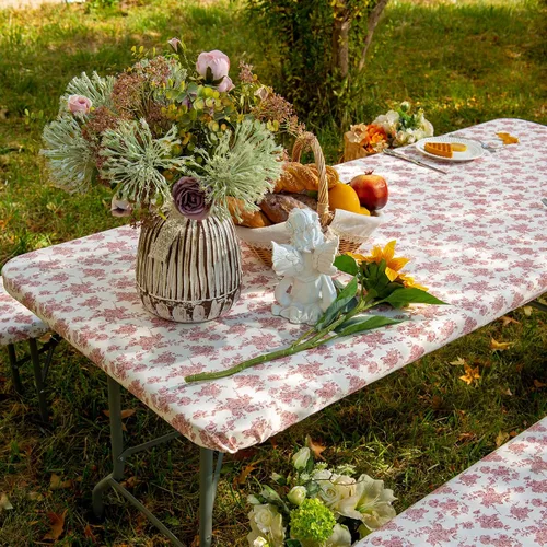Miniatura 10 de ARTABLE Fundas para mesa de pícnic, bordes elásticos, rectangulares ajustadas, mesas de 6 pies, impermeables, juego de 3 piezas para camping, viaje