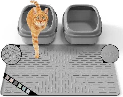 Miniatura 22 de OHMO Alfombrilla Grande para Arena de Gatos Alfombrilla de Captura Premium Goma de Silicona 31.5 x 23.6 pulgadas Gris Ceniza, Alfombrilla para Caja
