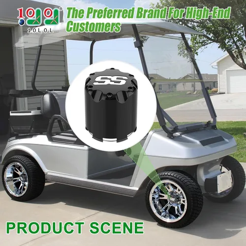 Miniatura 2 de 10L0L - Juego de cubiertas de tapa central para ruedas de carrito de golf universal SS para EZGO, Club Car, Yamaha, 4 piezas (negro)