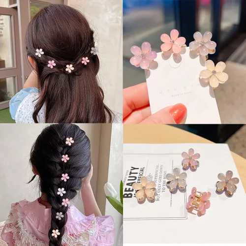 Miniatura 3 de 10 pinzas pequeñas de metal para el cabello con diseño de flores y cristales, bonitos pasadores para niñas, flequillo de niños y accesorios