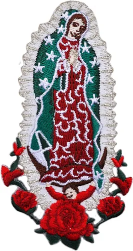 Miniatura 8 de Parche bordado para bautizo con la Virgen María, mi Señora de Guadalupe para planchar (plata, sin palabra, 4.75 x 2.75 pulgadas)