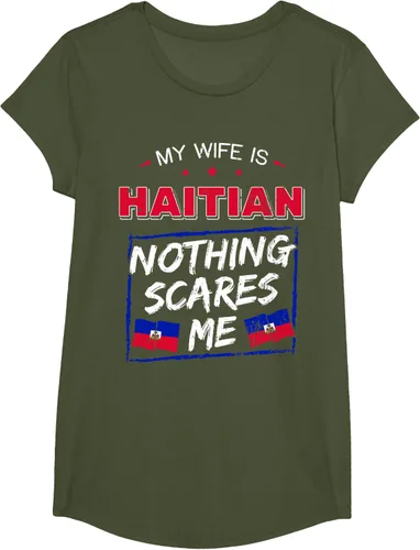 Miniatura 96 de My Wife Is Haitian Republic of Haiti Heritage Roots - Camiseta con bandera, Negro, S
